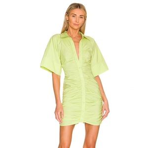 BRAND NEW! Revolve L’Academie 100% Cotton Size L Lime Green mini dress yellow